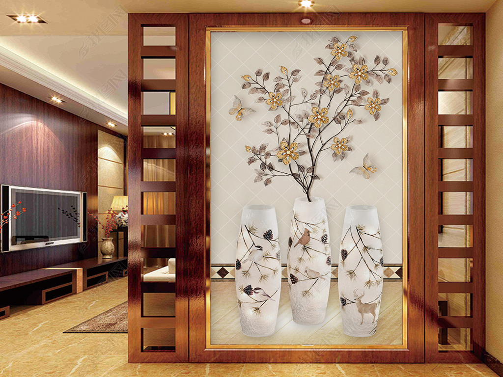 入户玄关墙装饰画效果图 jpg