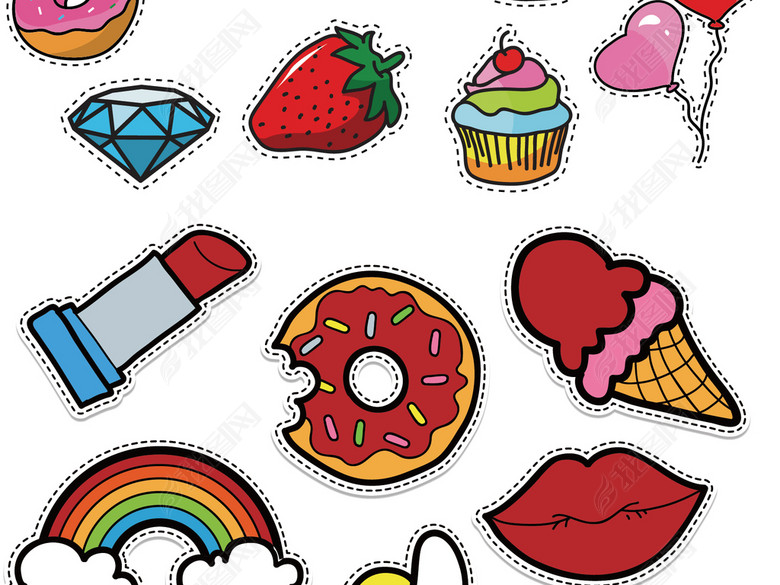 2018时尚装饰贴片图案矢量素材图片下载ai素