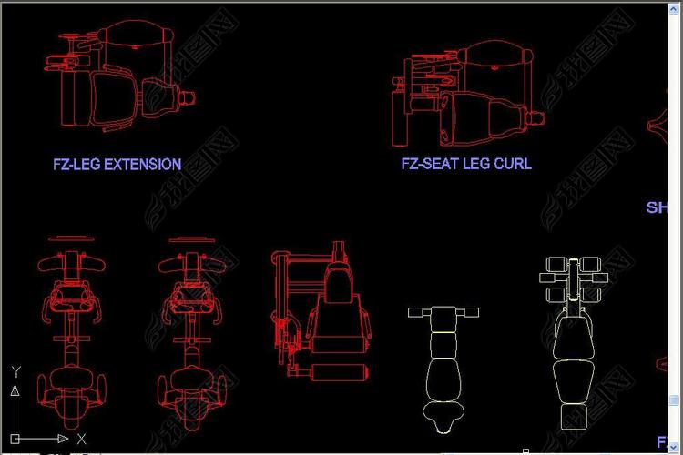 健身房运动器材CAD设计图纸