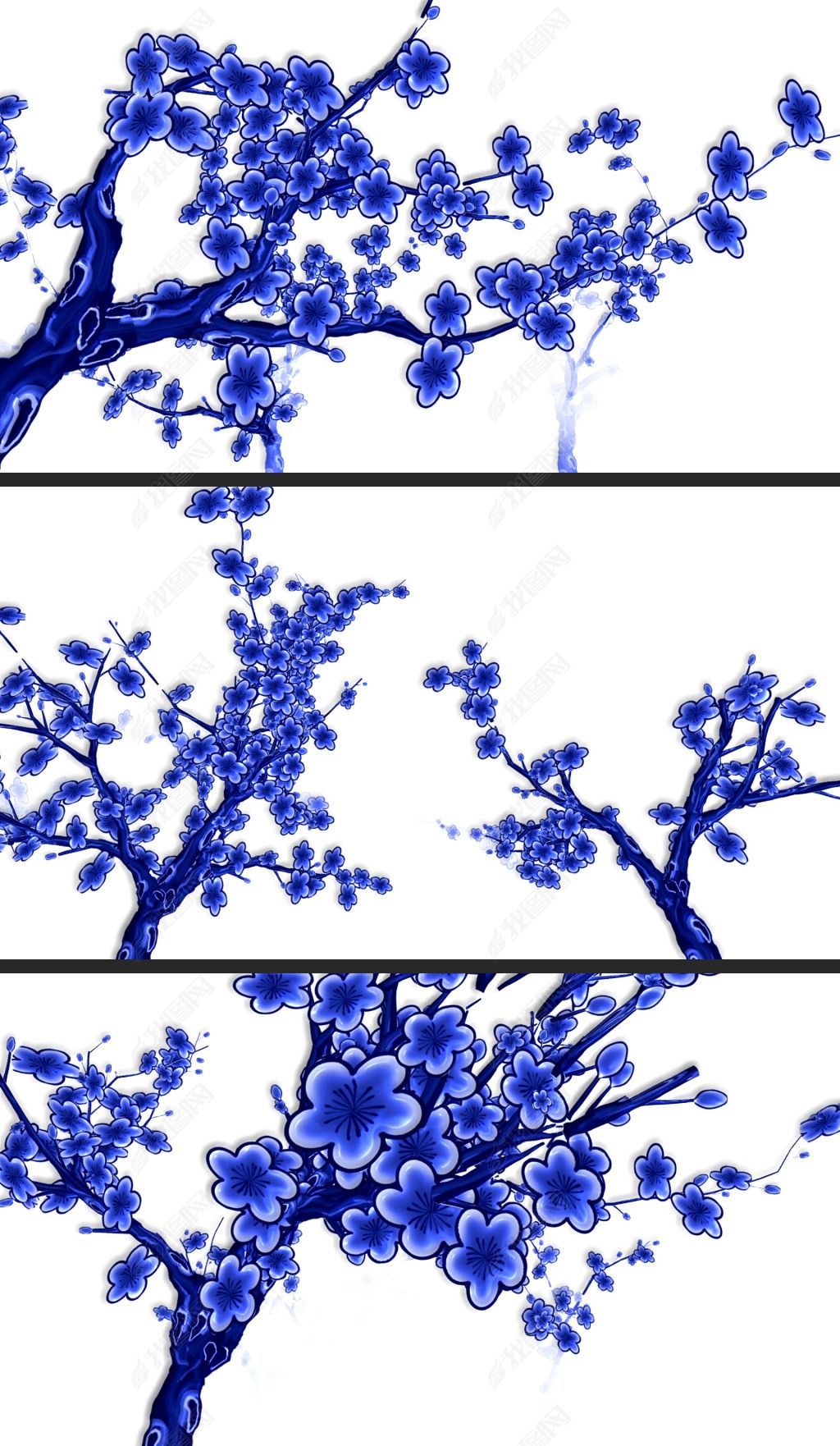 中国风传统青花瓷梅花无缝循环动画
