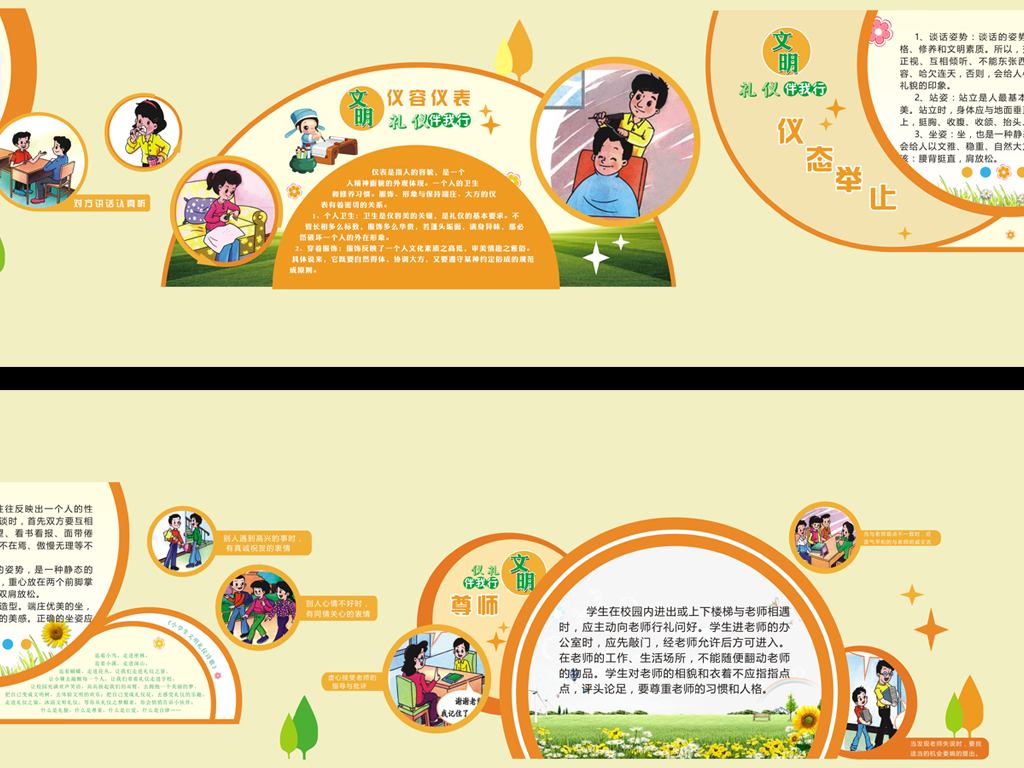 幼儿园中小学文明礼仪围墙文化校园文化墙