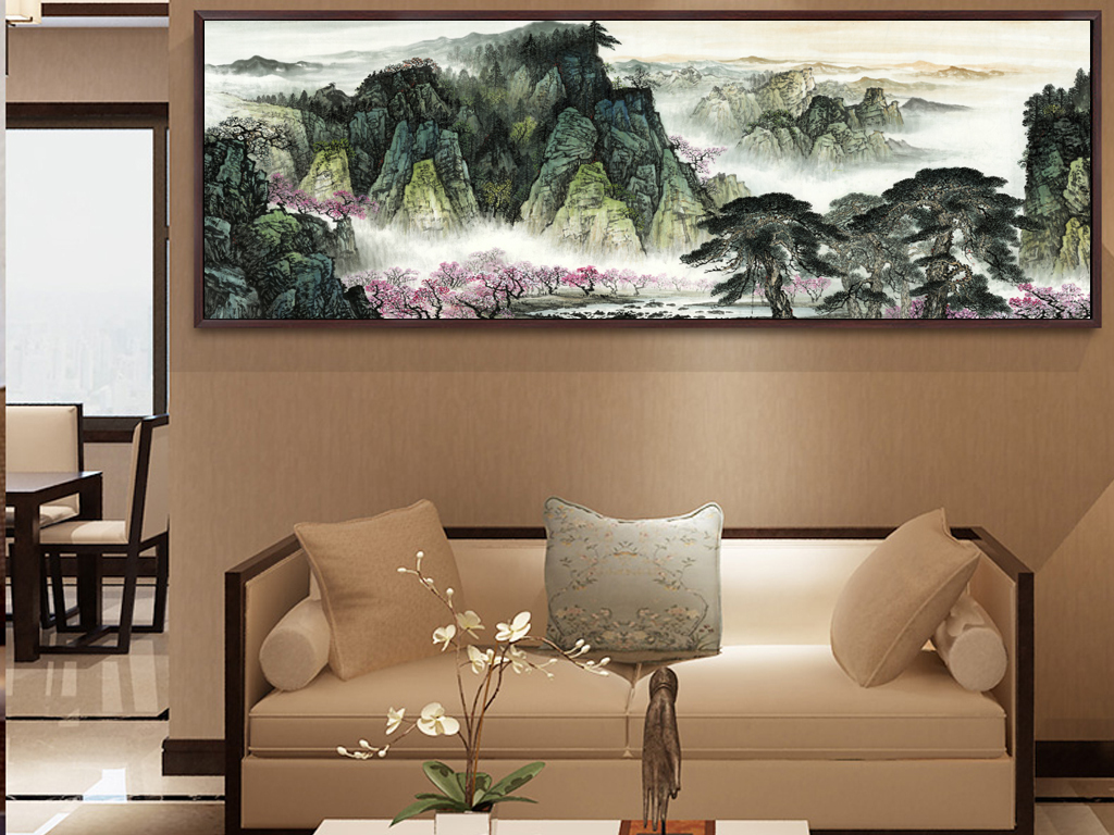 沙发背景墙装饰画山水复古水墨画 17441603-43db3b640be714e7386f8749b95a8fcf-3.jpg