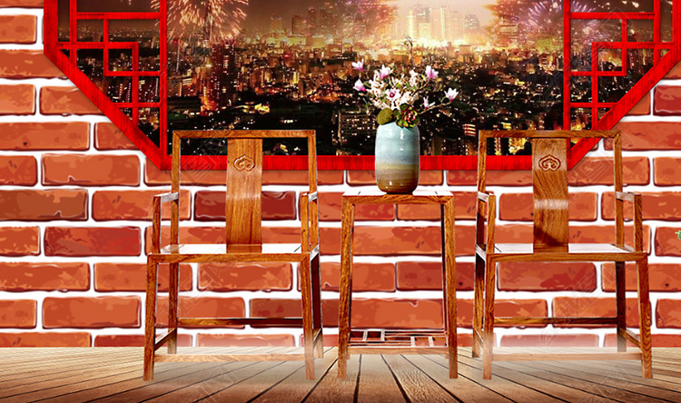 2018中式古典春晚小品舞台背景图PSD设计模