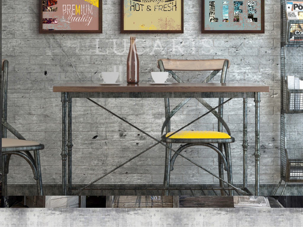 红酒英文现代简约工业餐厅复古抽象装饰画