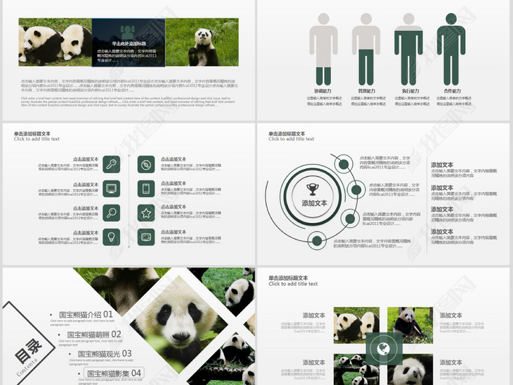 保护动物吃竹子国宝熊猫动态ppt模板