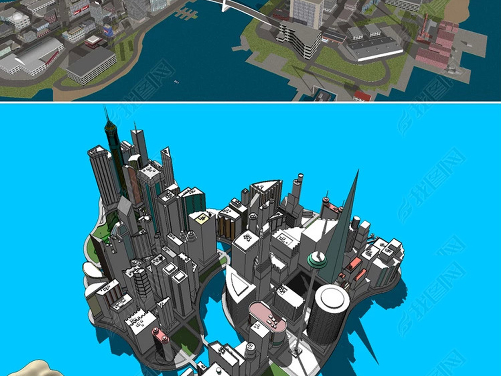 88款城市规划商业综合体su模型