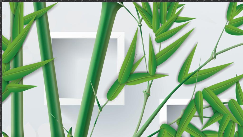 竹子荷花天鹅九鱼立体方框3D电视背景墙