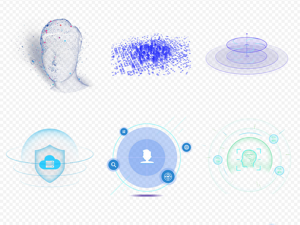 50款大数据云计算云服务png科技素材