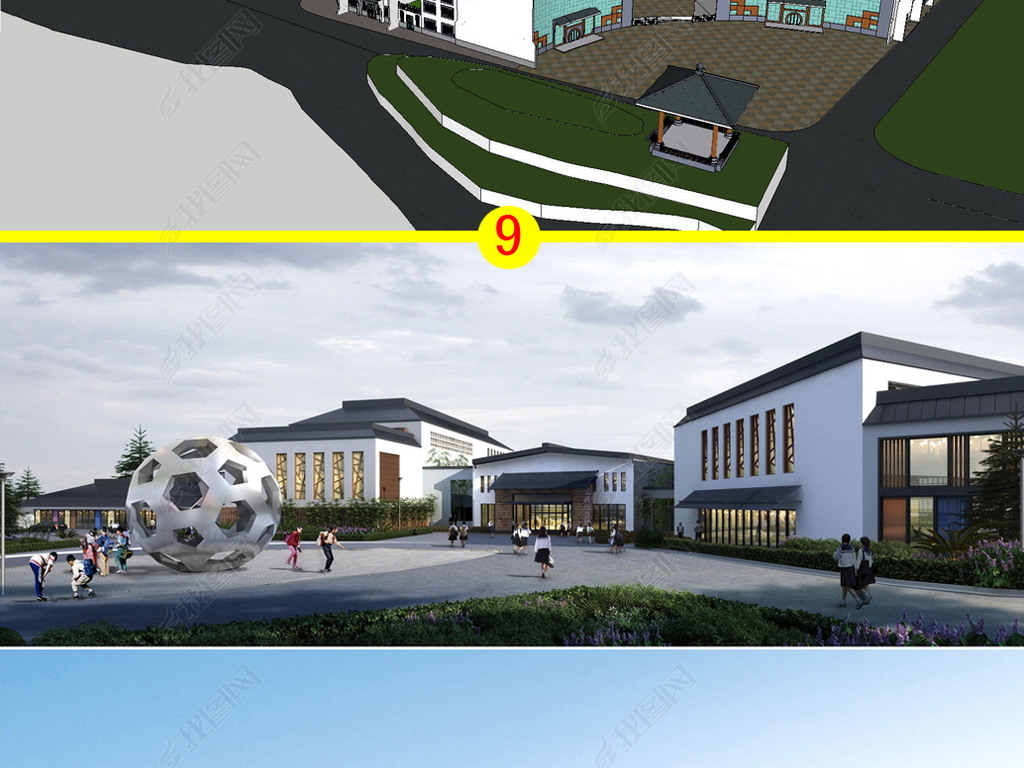 14款中式风格学校su模型