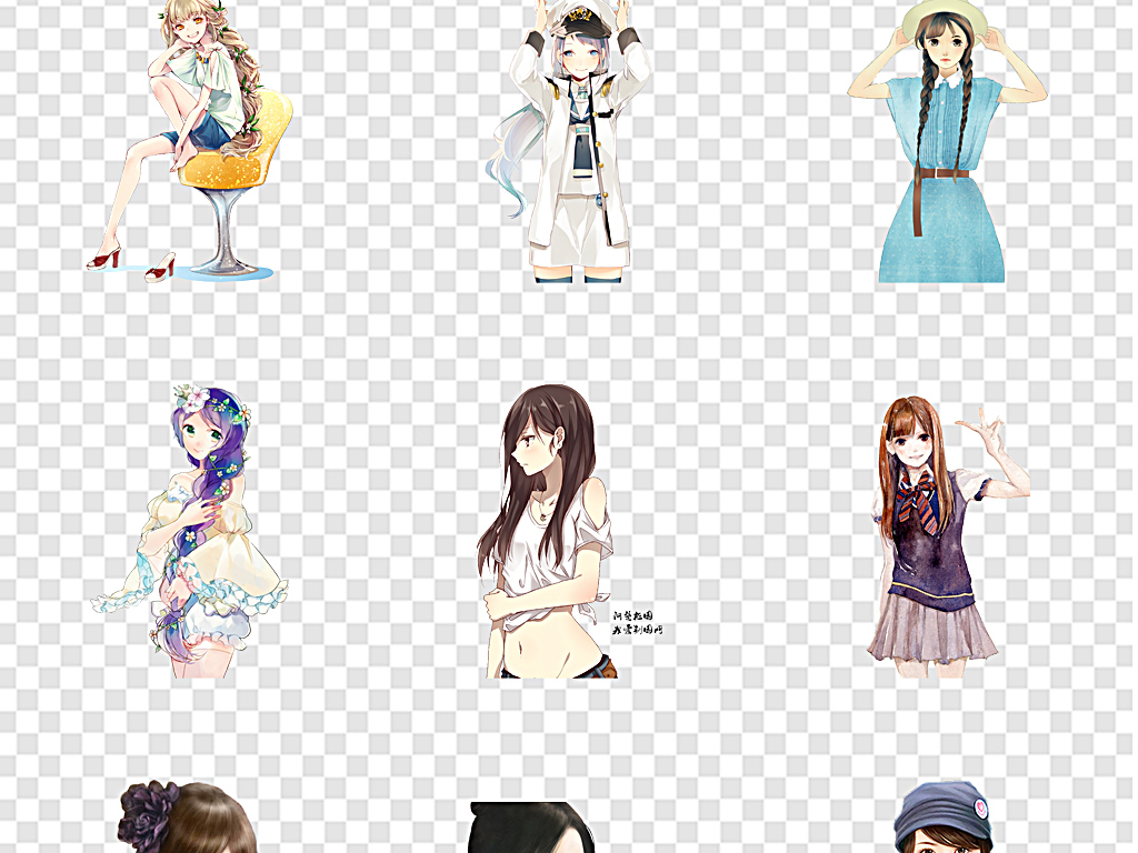 知性美女小女生女学生插画美人