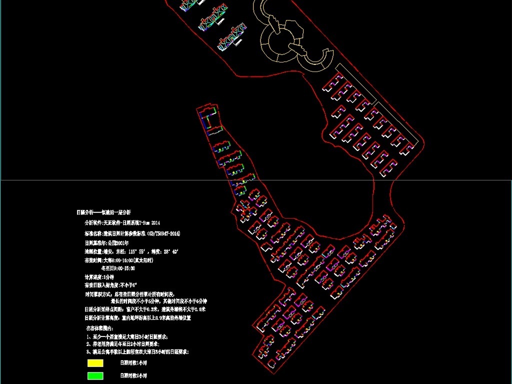 住宅建筑用地规划总平面图及各经济技术指标分