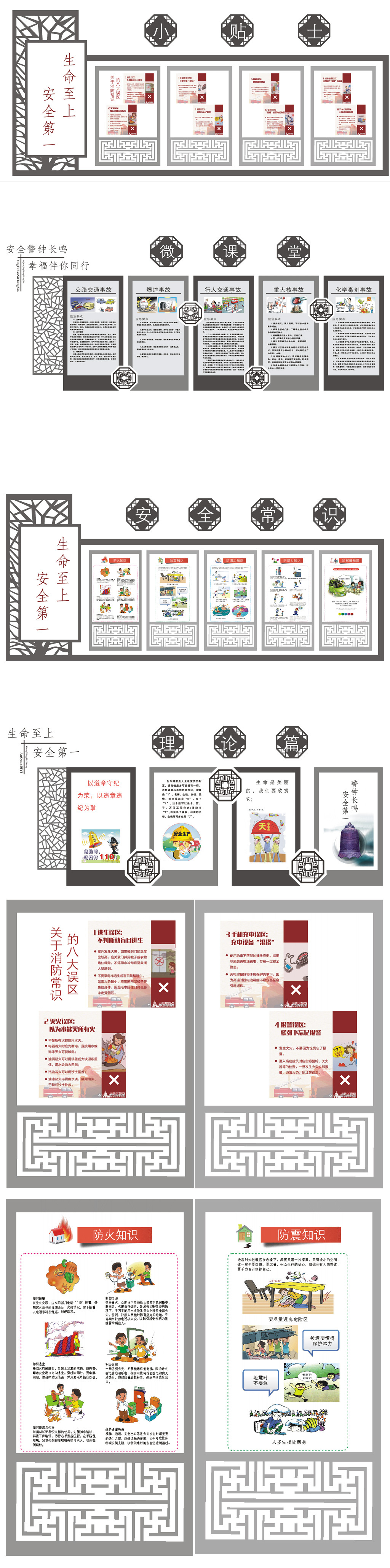 整套安全知识社区安全逃生展板