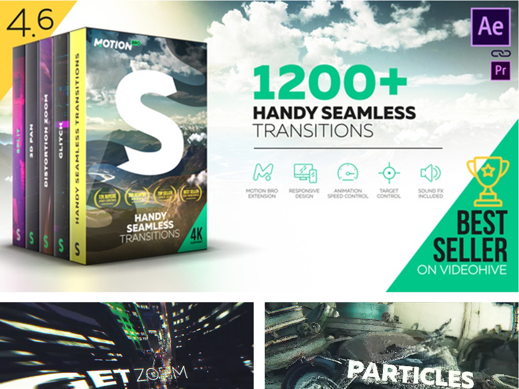 超实用震撼3D缩放失真无缝转场工具AE模板