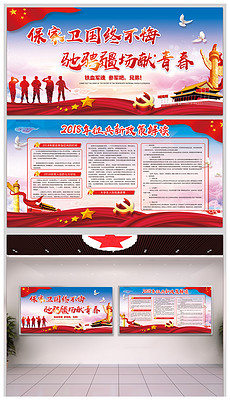 2018年征兵新政策解读宣传栏psd模板