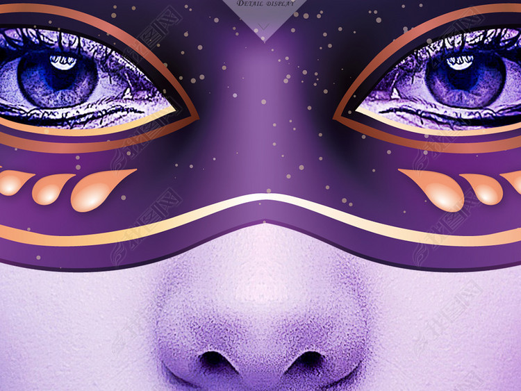 现代时尚美女面具抽象紫色创意北欧装饰画