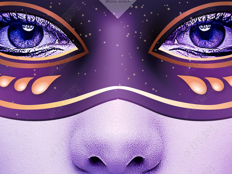 现代时尚美女面具抽象紫色创意北欧装饰画