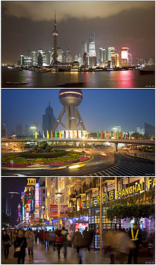 上海浦东国际机场日夜民航航班客机起飞降落