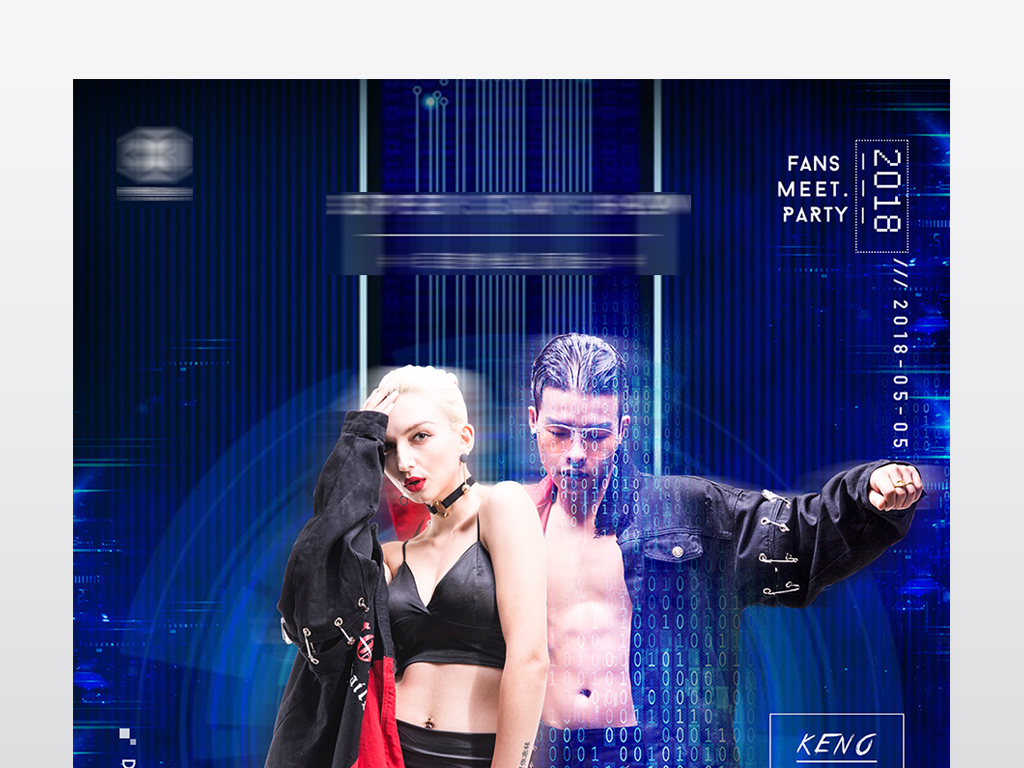 凯诺夫妇蓝色时尚背景海报设计模板