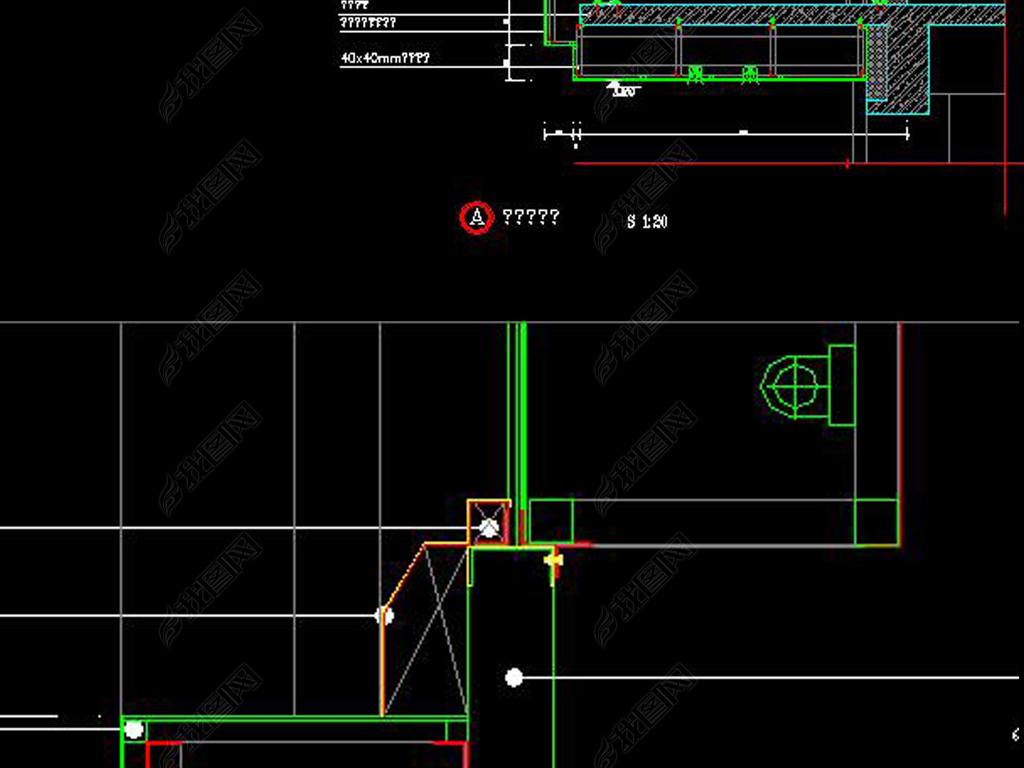 CAD门头雨棚节点大样图天沟防水斗篷剖面