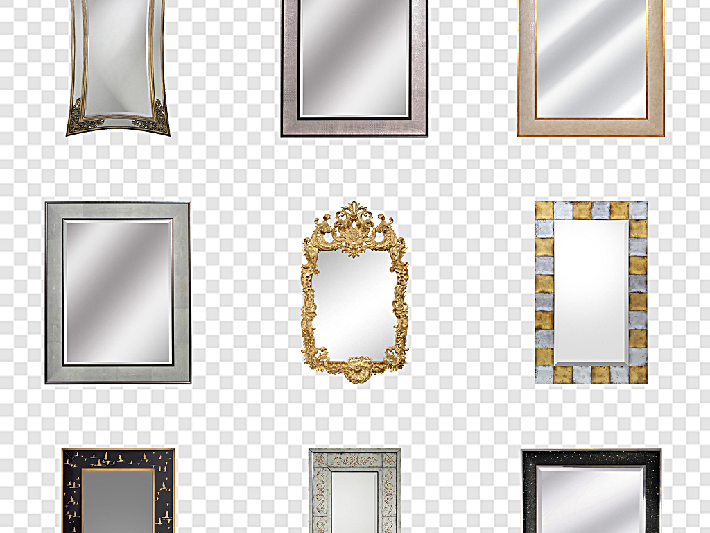 镜子边框银色圆形镜子椭圆镜子