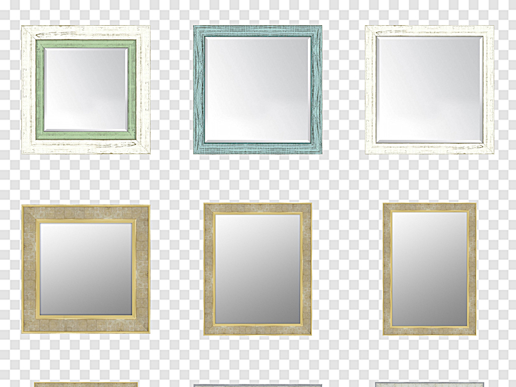 手绘镜子玻璃镜子镜子边框银色圆形镜子