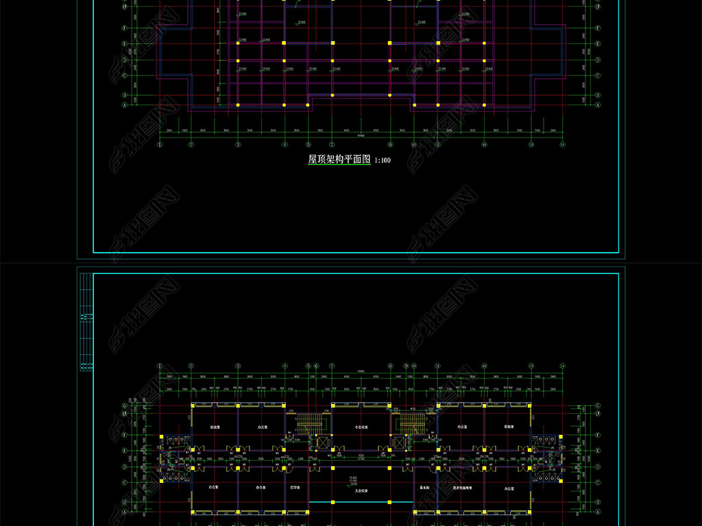 CAD-54402.48ƽ׿ܰ칫¥ƺṹͼ