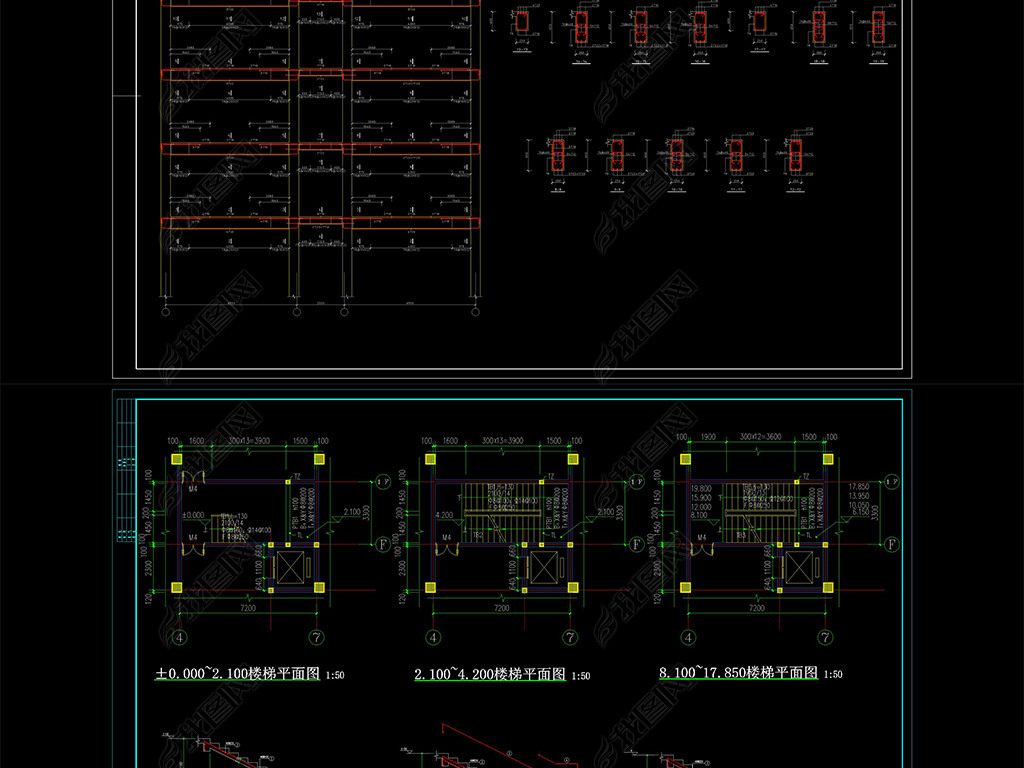 CAD-54402.48ƽ׿ܰ칫¥ƺṹͼ