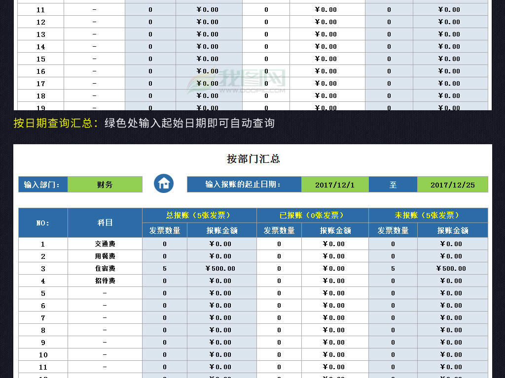 财务报账管理系统费用报销单表格excel