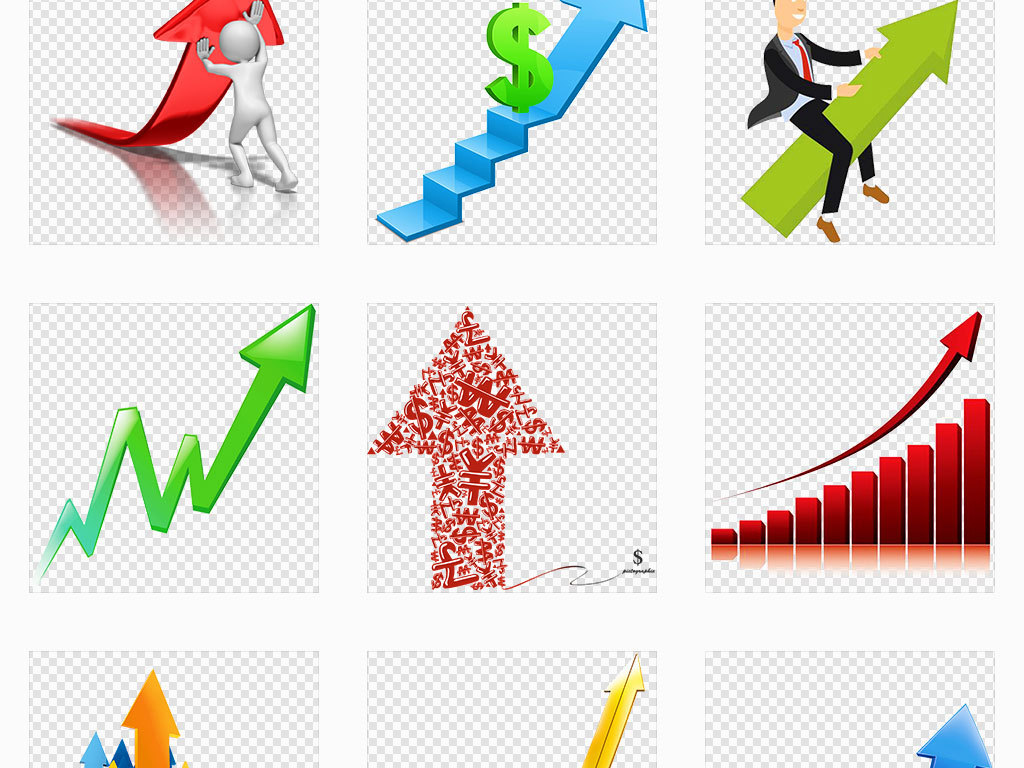 独立png/上升箭头上升趋势透明免抠