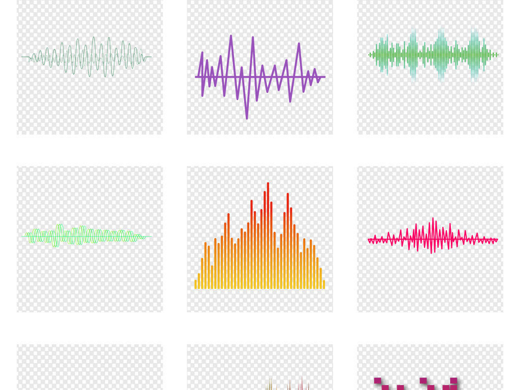 各种声波图案声音波形免抠png透明素材