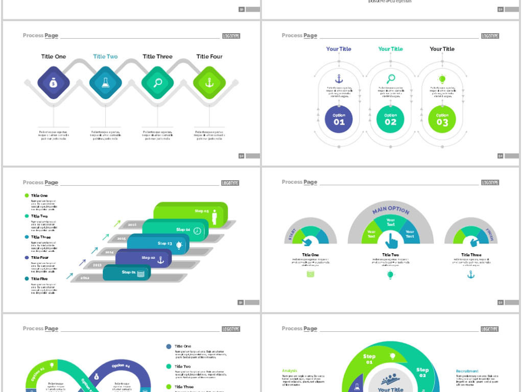 销售业绩数据分析彩色配色PPT图表合集