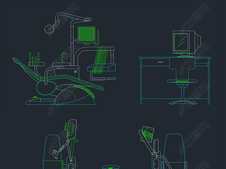 医院医疗器械牙科儿科器械cad素材图块