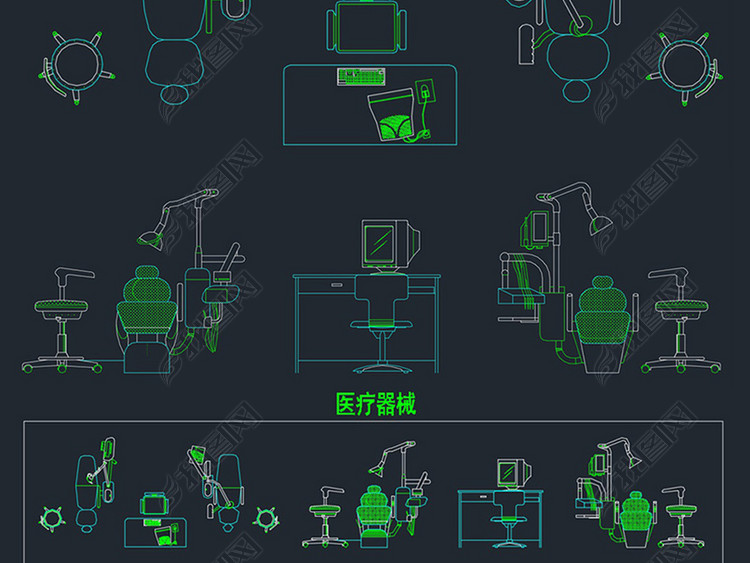 医院医疗器械牙科儿科器械cad素材图块