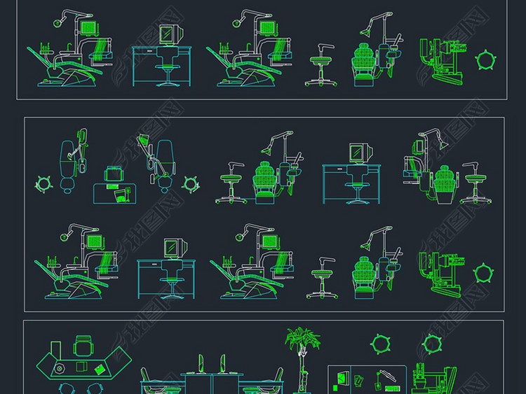 医院医疗器械牙科儿科器械cad素材图块