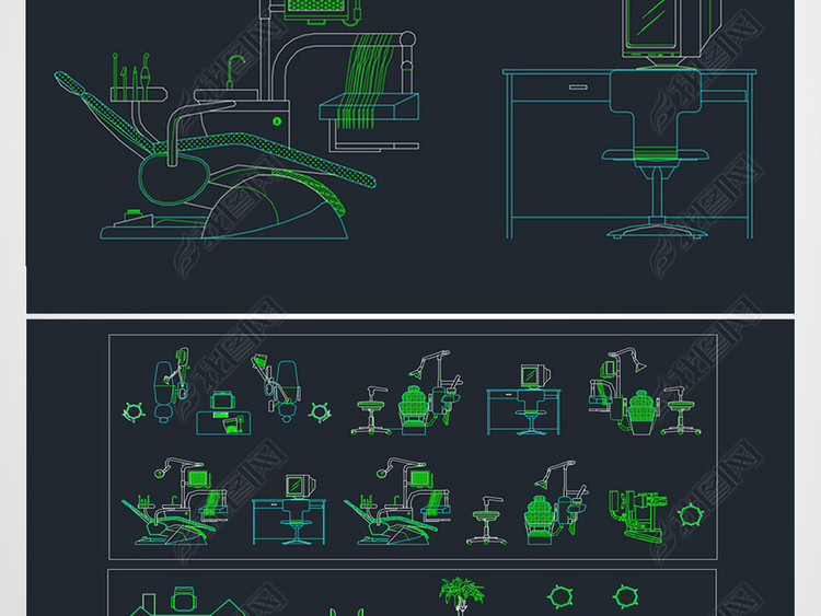 医院医疗器械牙科儿科器械cad素材图块