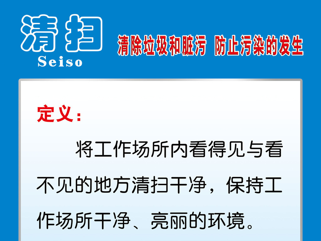 安全清洁清扫整理整顿素养6块6S管理