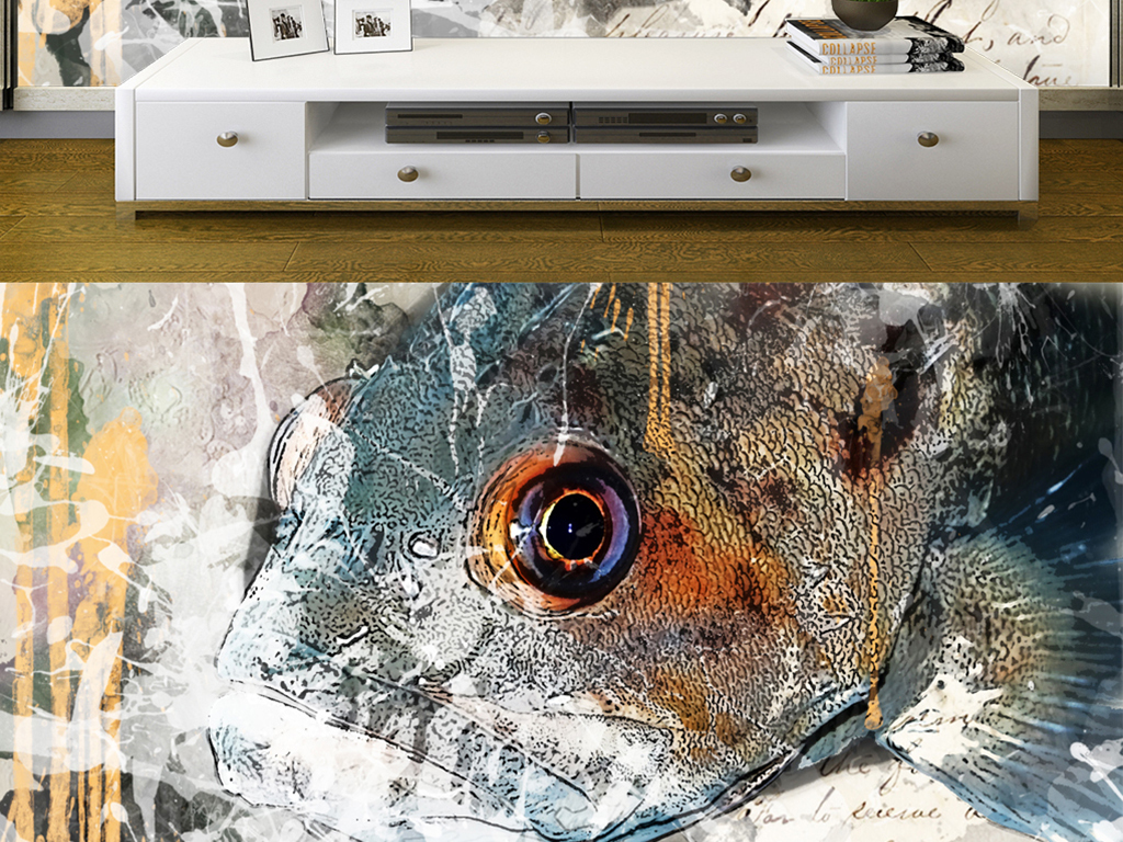 手绘铁头龙王鱼头