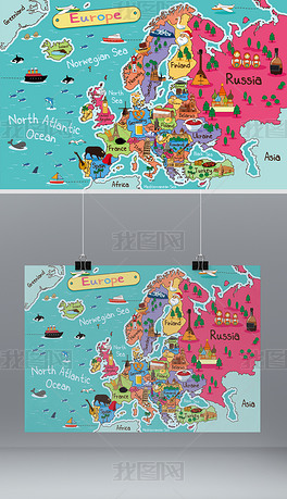 欧洲旅游矢量图素材