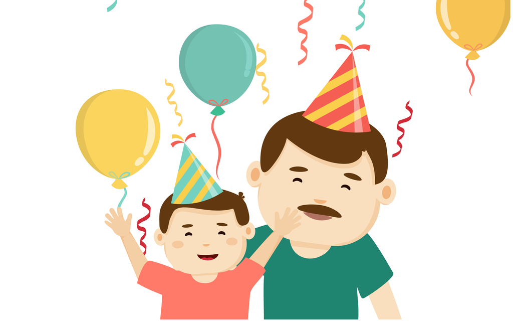 父子俩过节日父亲节矢量插画素材