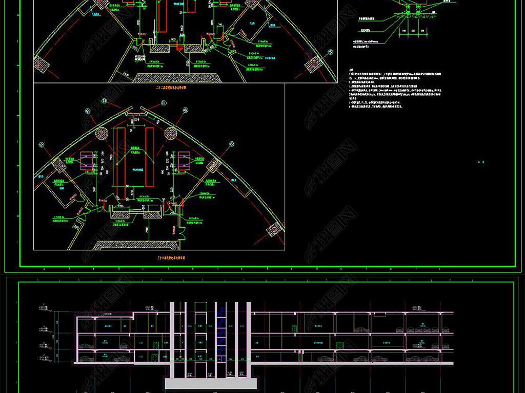 CAD250ײĻǽ˫ҵ칫ۺ彨ʩͼ