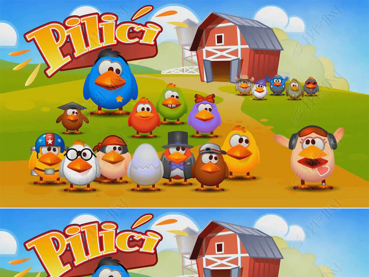 卡通小鸡农场循环舞台演出背景LDE视频