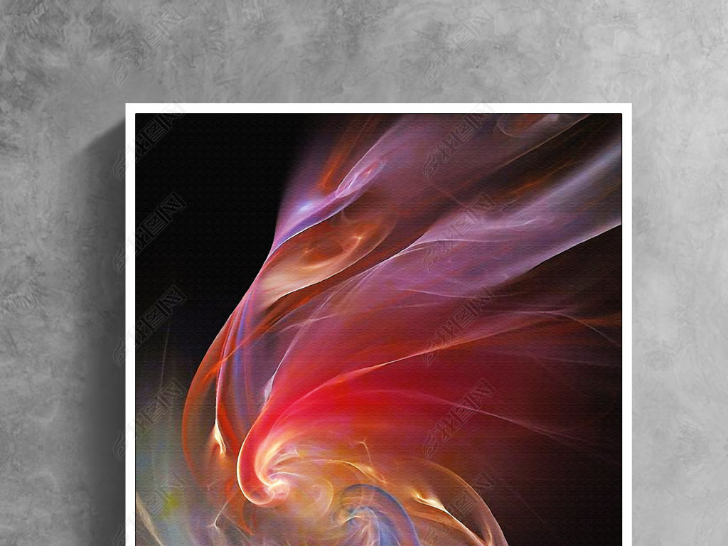 随风舞动红绸带美式抽象现代西欧北欧装饰画