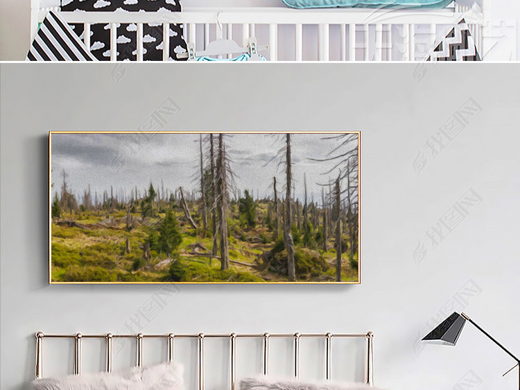 北欧高档大气抽象艺术无框画手绘油画简约装饰画