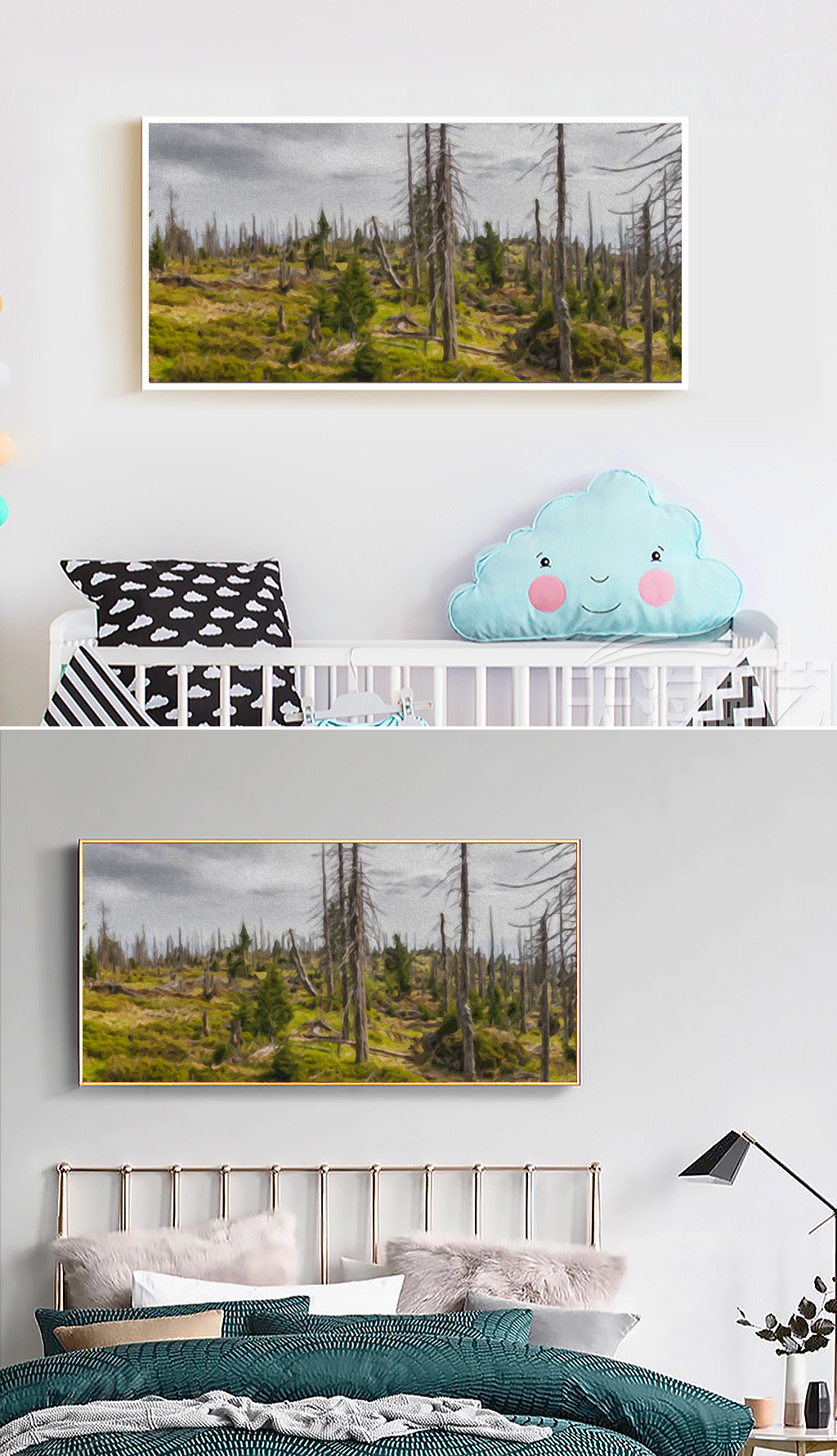 北欧高档大气抽象艺术无框画手绘油画简约装饰画