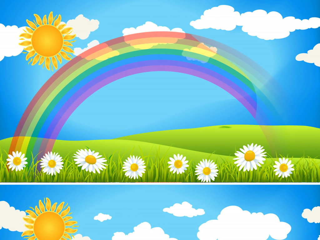 蓝天白云绿草地唯美可爱儿童歌曲舞蹈表演背景