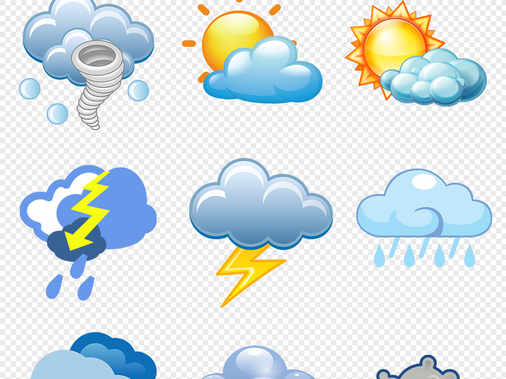 50款雷雨天气气象图标png素材
