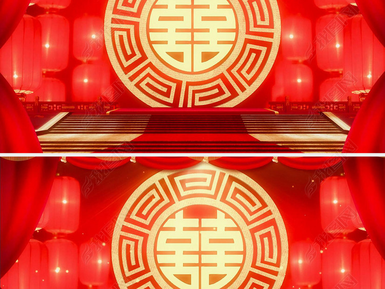 红色喜庆中式婚礼LED大屏幕视频素材