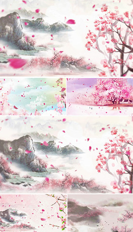 古风桃花飘落动态视频素材