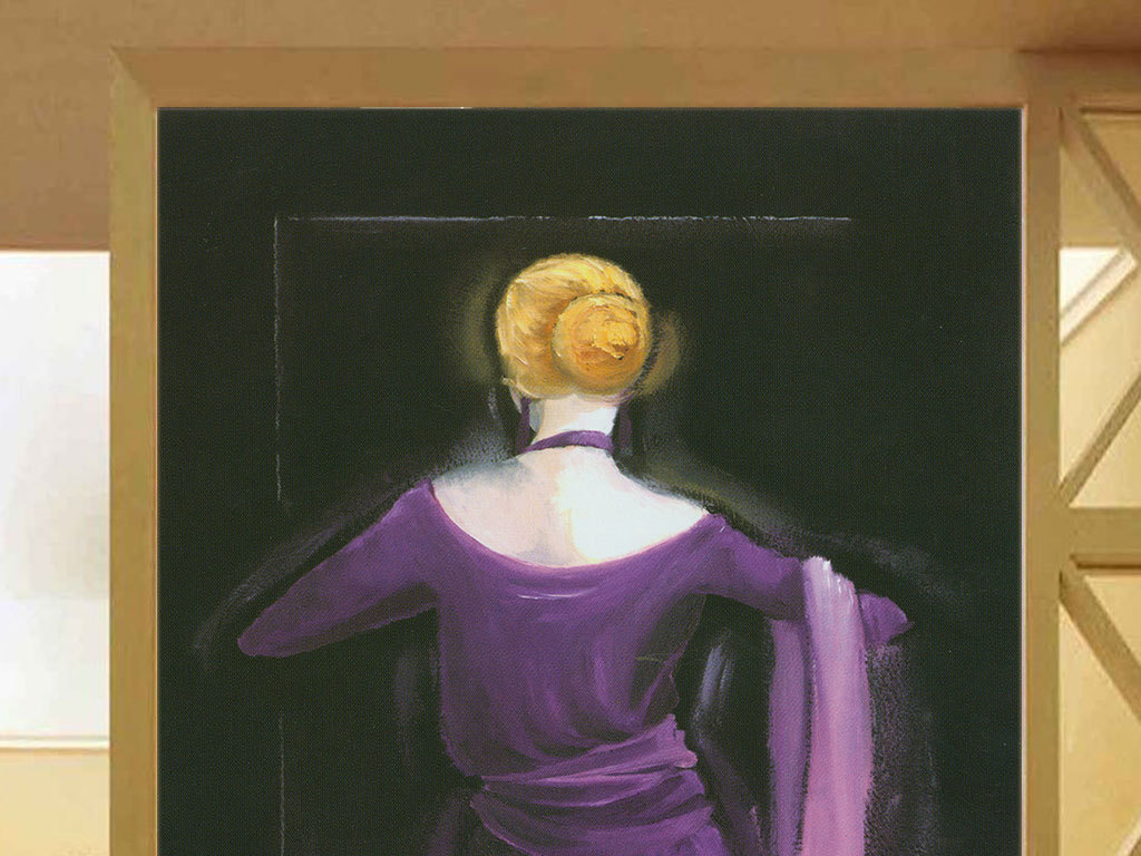 欧式复古唯美人物背影跳舞的女人玄关背景墙