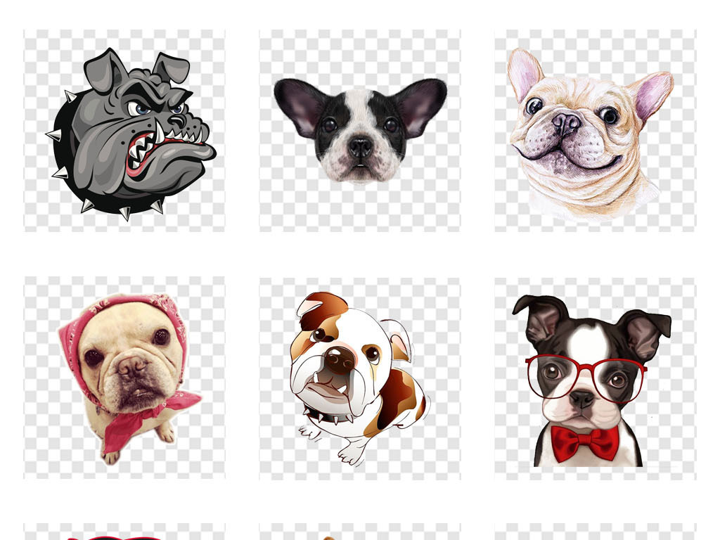 宠物店法国狗斗牛犬动物宠物海报png素材